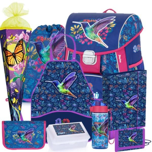 Kolibri-Vogel-Bird-Ranzen-Schulranzen-Tornister-Set-Schultüte Butterfly